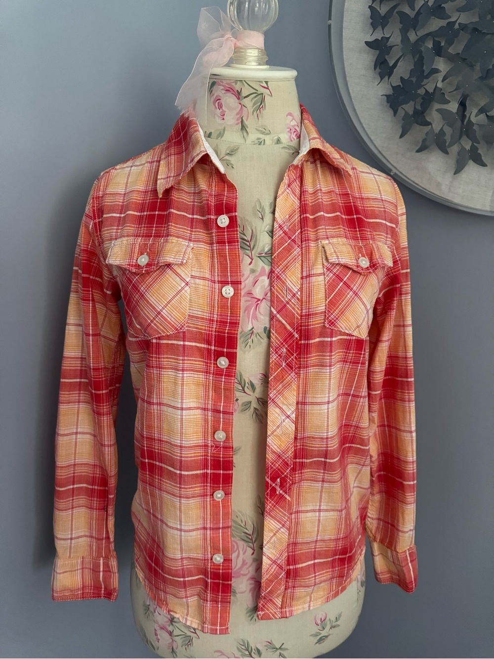 Epic Threads Coral & Pink Plaid Button-Up Shirt